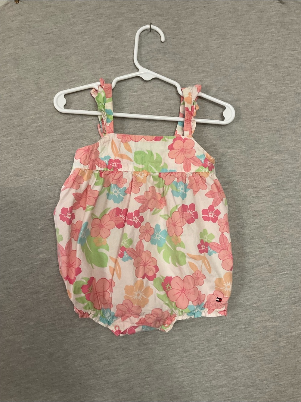 Tommy Hilfiger Girls Floral Bubble Romper - Pink Multi